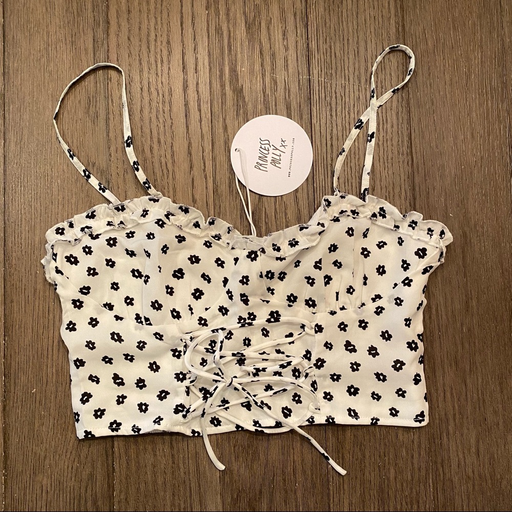 Princess Polly Floral Lace Up Crop Cami